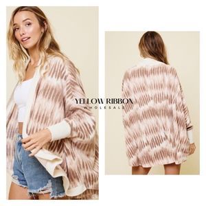 NEW Tie Dye Print Draped Open Cardigan